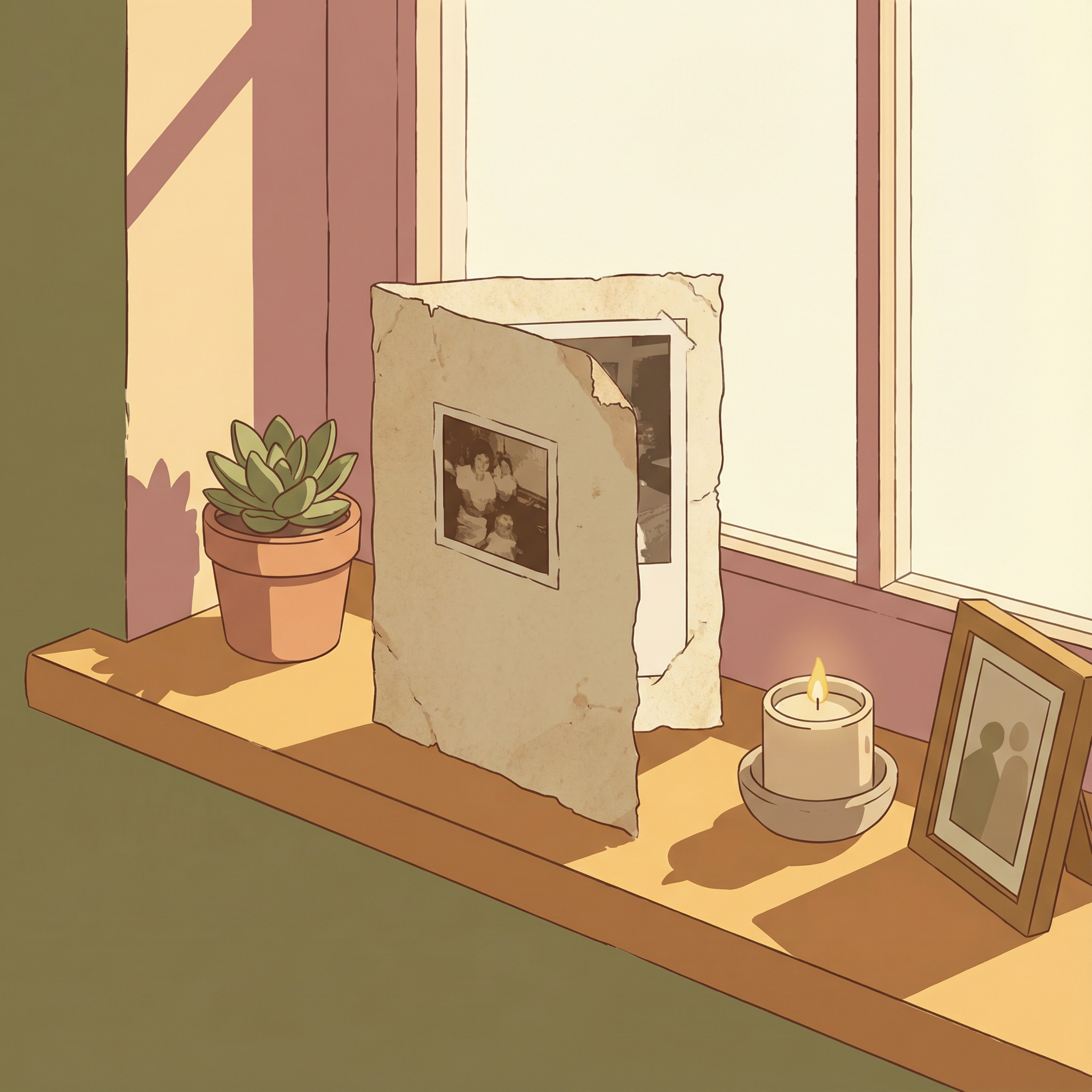 A cherished card displayed on a shelf, kept and treasured