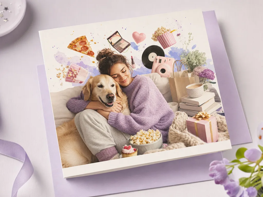 Warm birthday card packed with their favourite things card idea