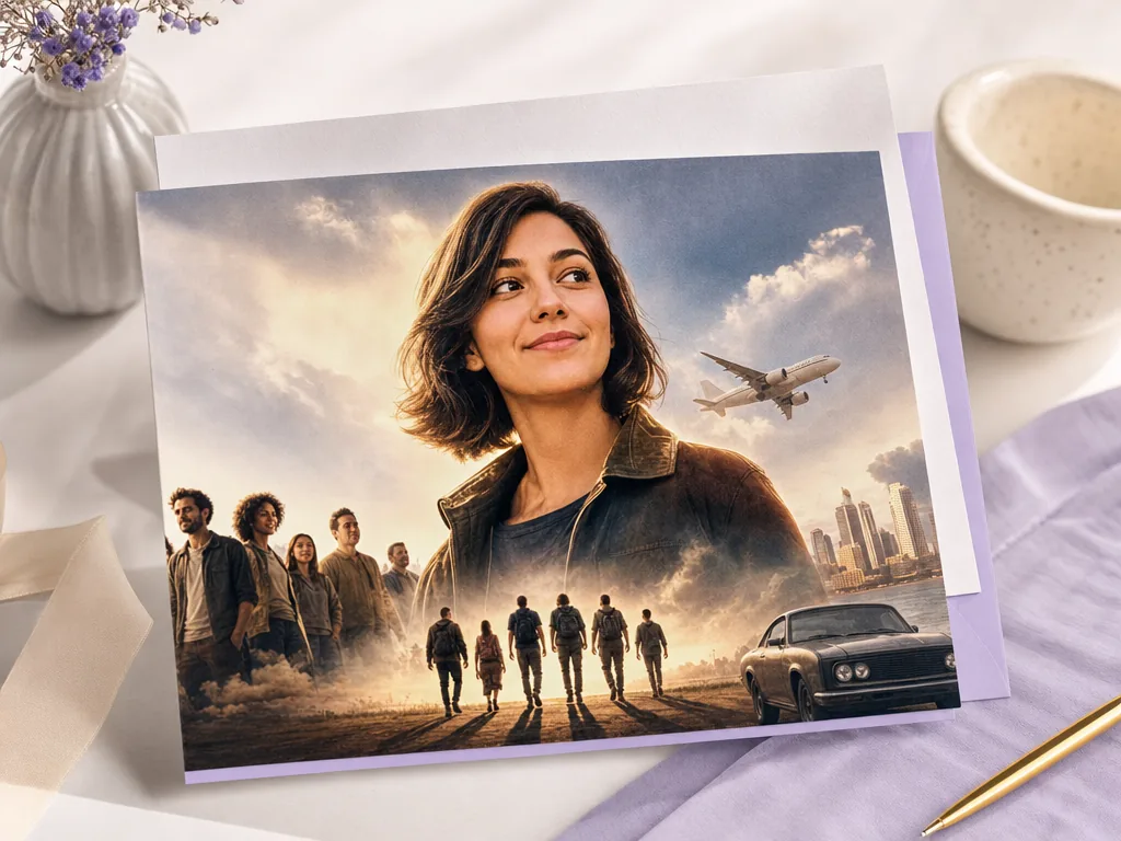 Their face in an epic goodbye movie poster card idea