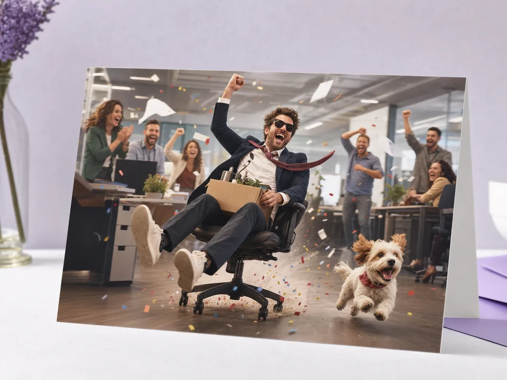Leaving legend escaping the office forever card idea