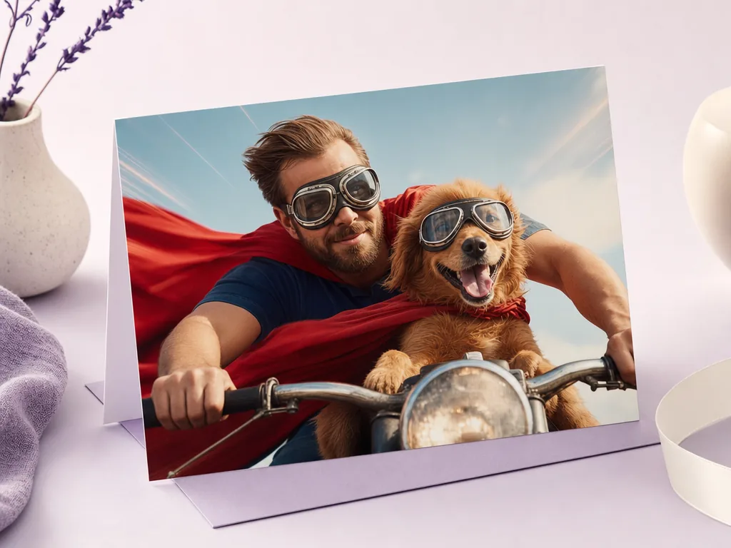 Dad and the dog as an unstoppable duo card idea
