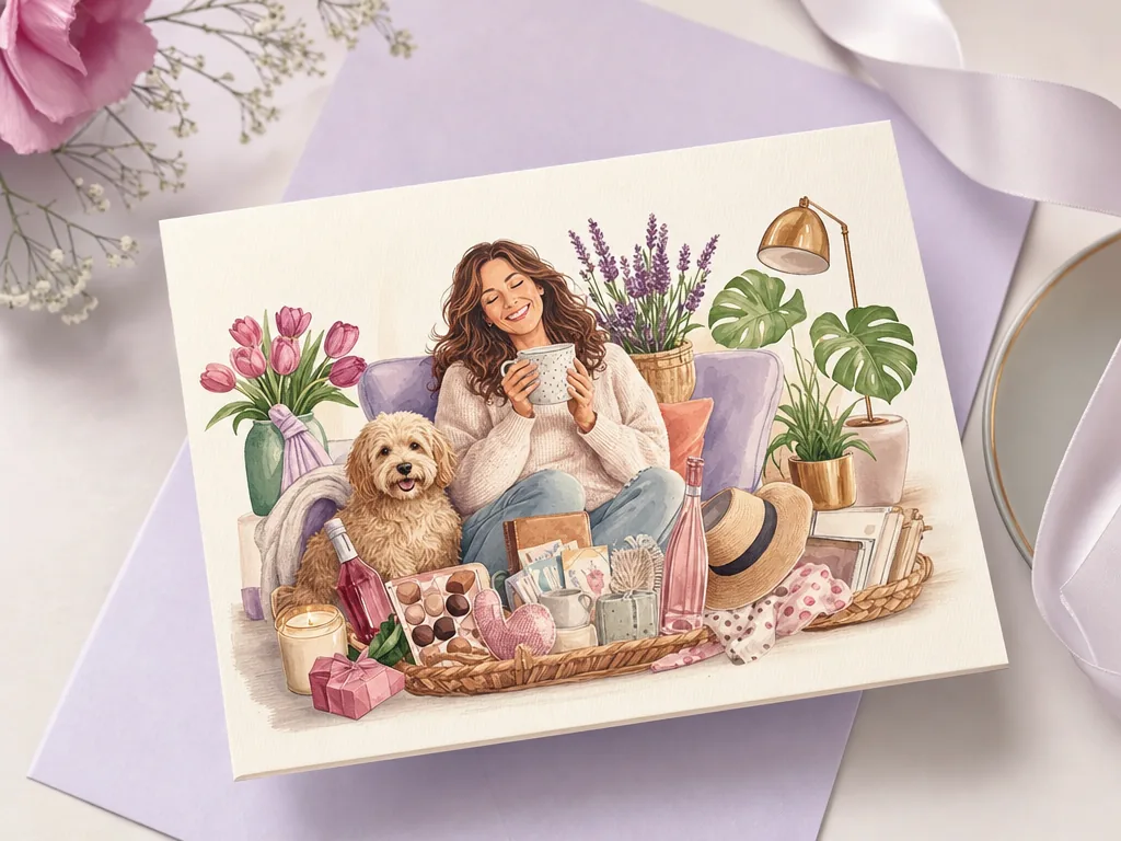Pretty Mother's Day card packed with her favourite things card idea