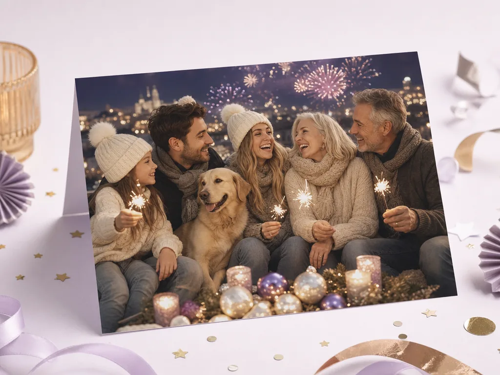 Family New Year celebration poster card idea