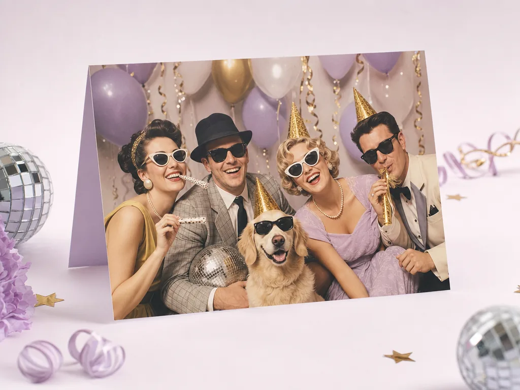 Retro New Year party card card idea