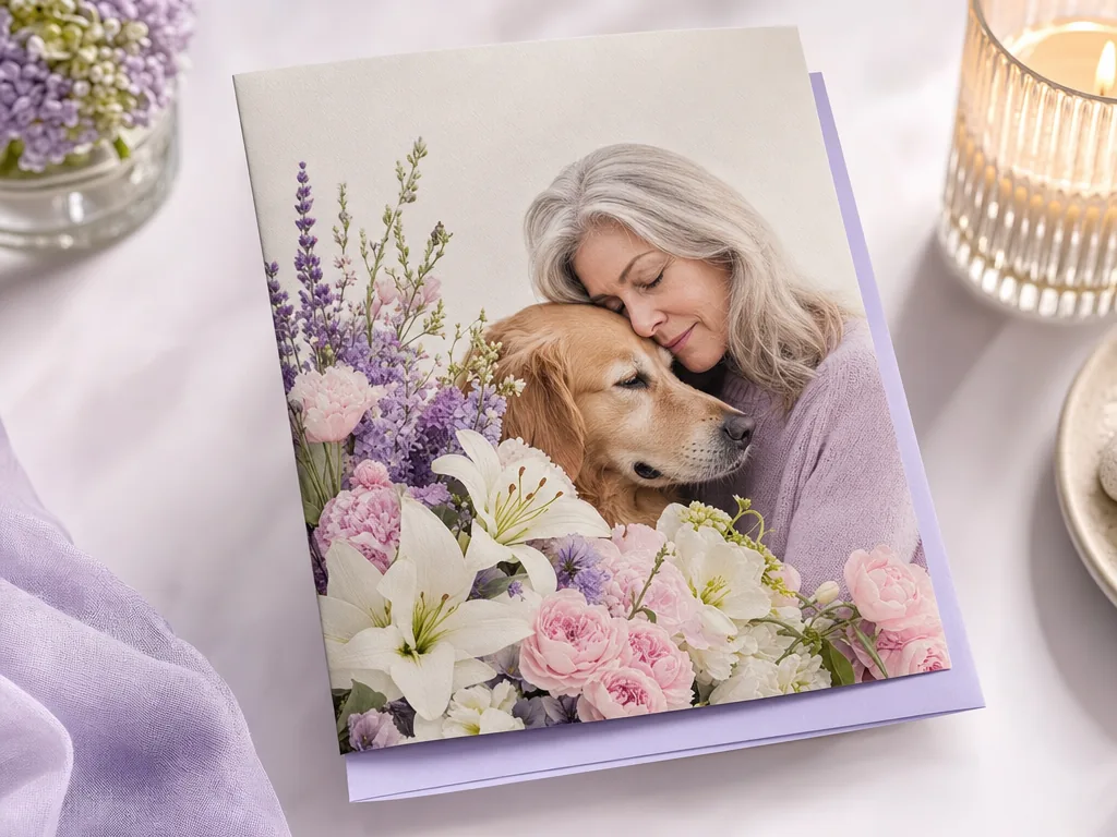 Gentle sympathy card with favourite flowers card idea