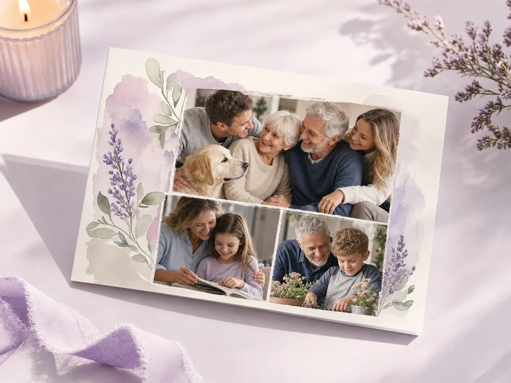 Gentle sympathy card with family memories card idea