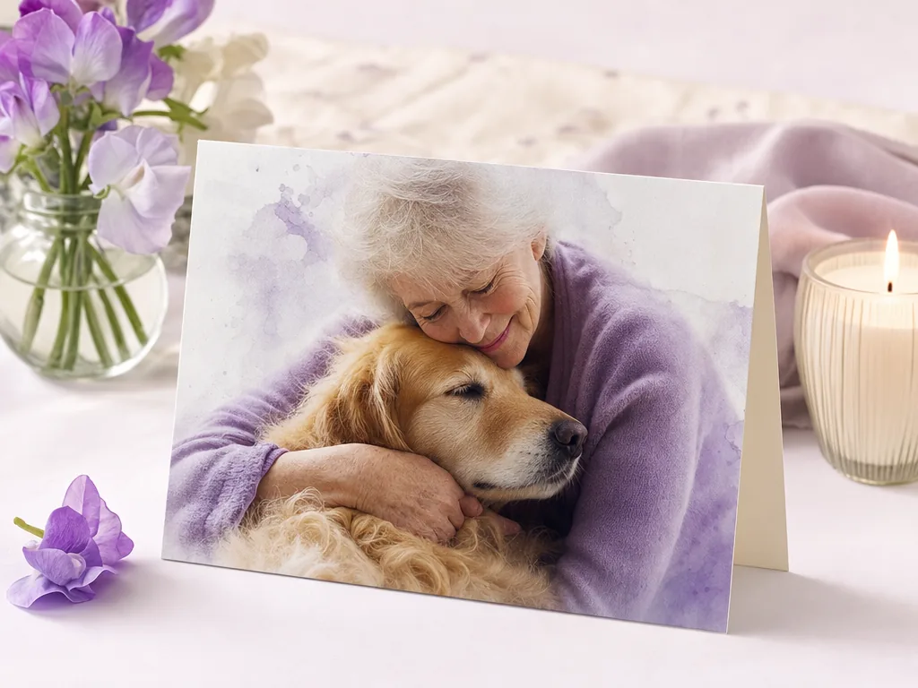 Warm remembrance card with a soft personal detail card idea