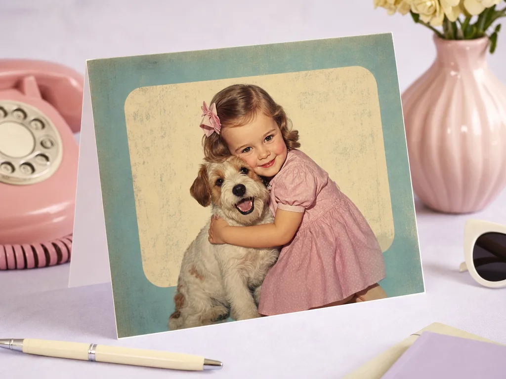 Retro thank you card with nostalgic charm card idea