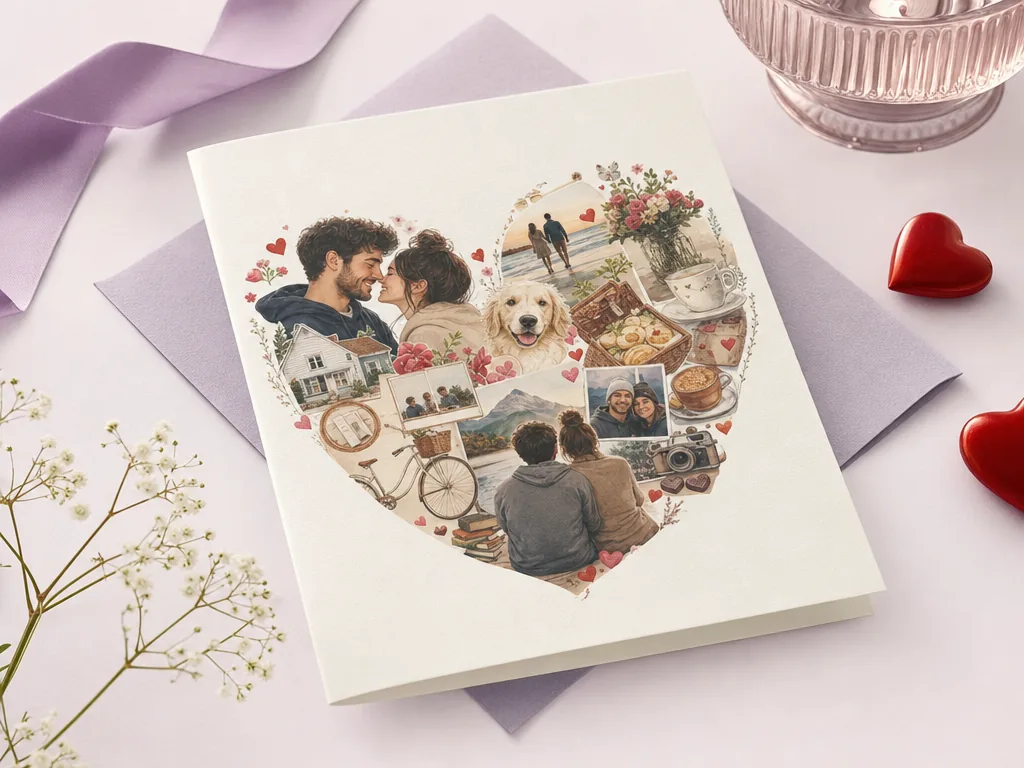 Cute Valentine's card full of tiny relationship details card idea