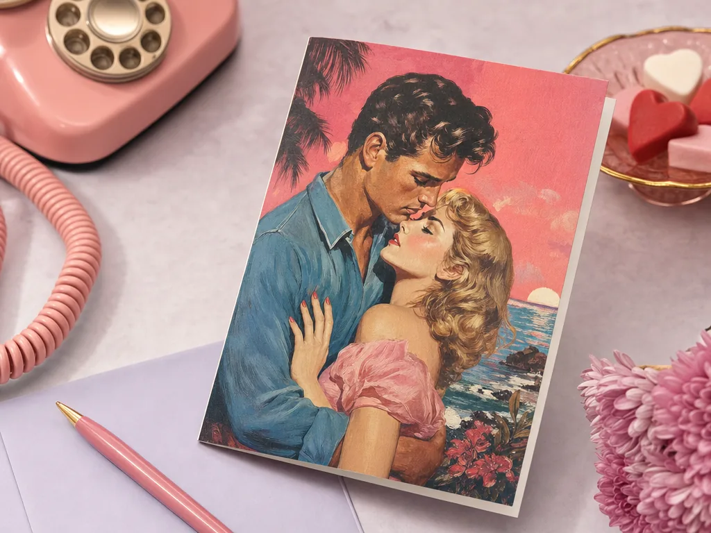 Retro romance paperback Valentine's card card idea