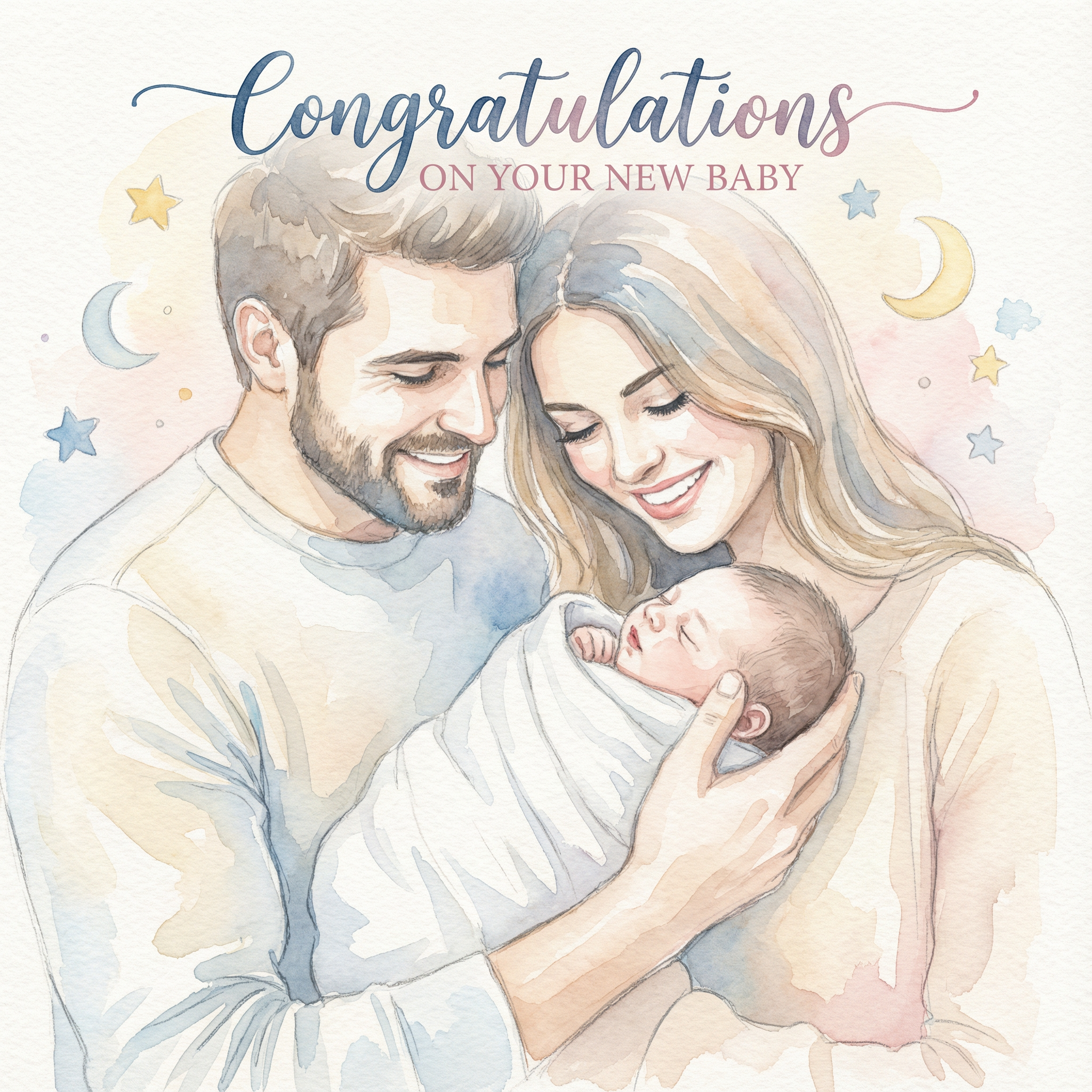 Family new baby card idea